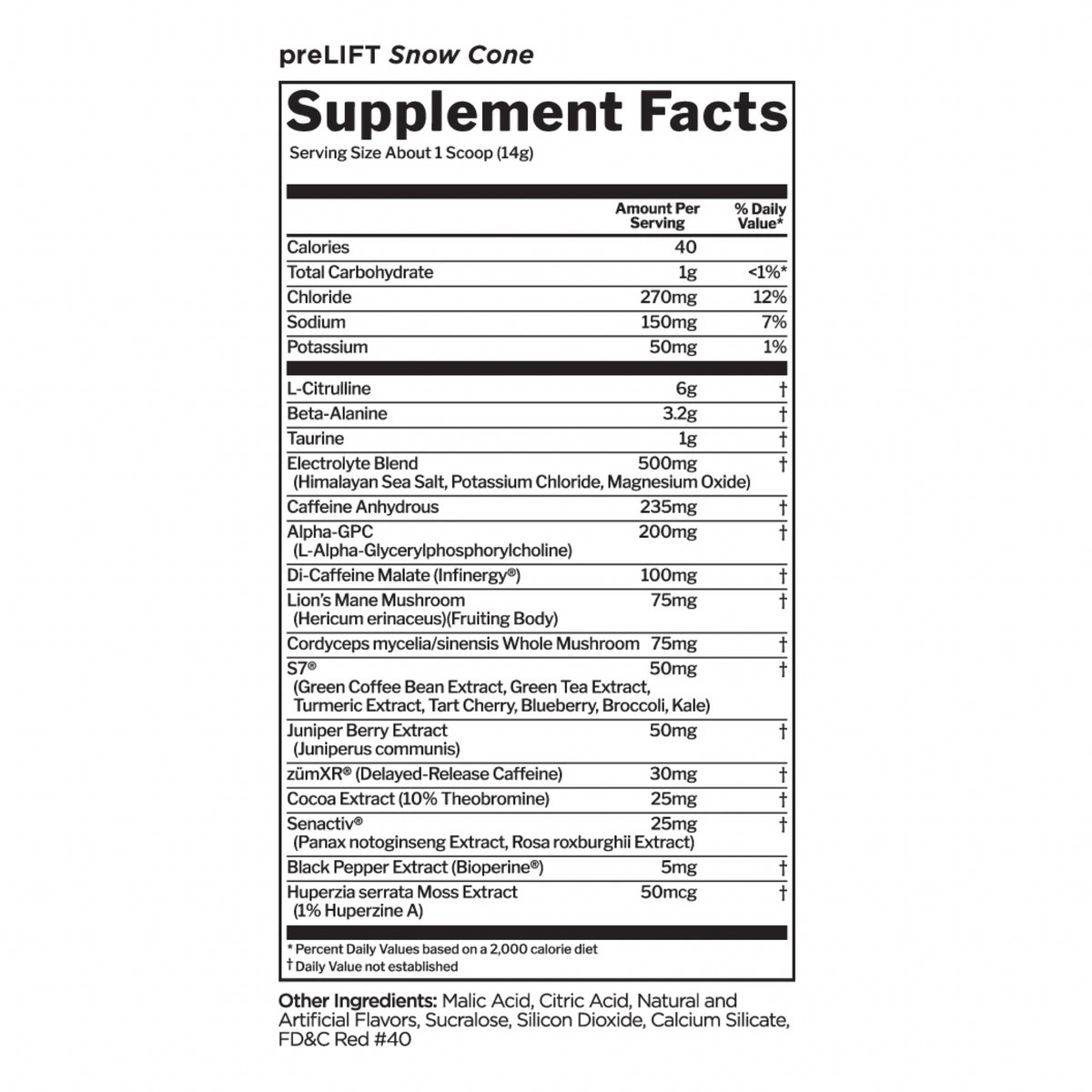 Rule 1 preLIFT Pre Workout / Snowcone