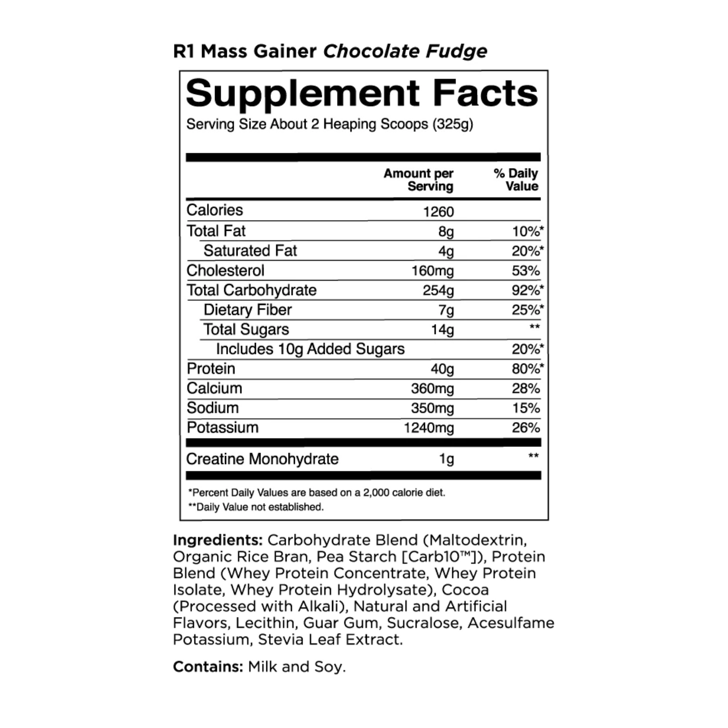 R1 Mass Gainer 12LB Chocolate Fudge