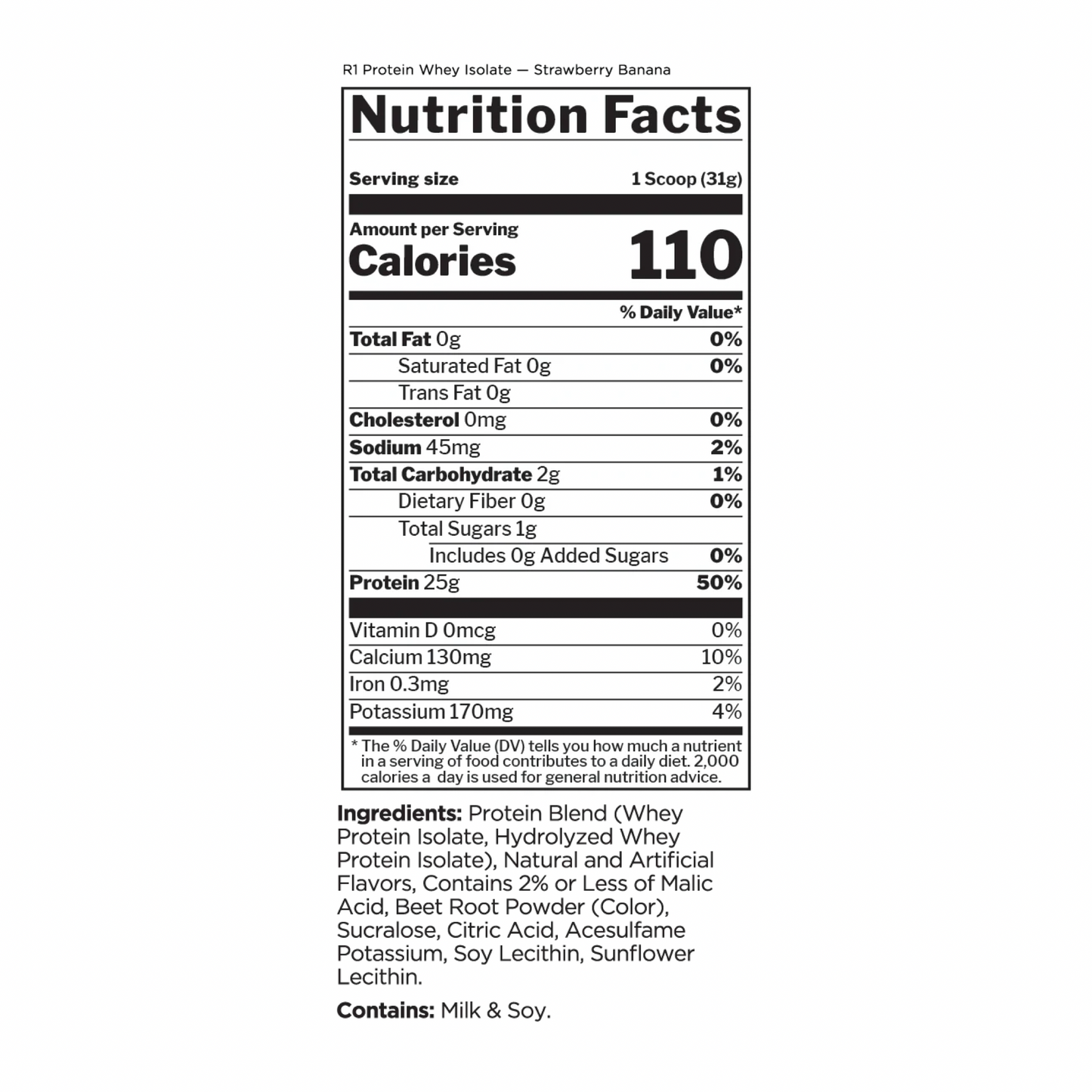 R1 Protein Isolate 2LB Strawberry Banana