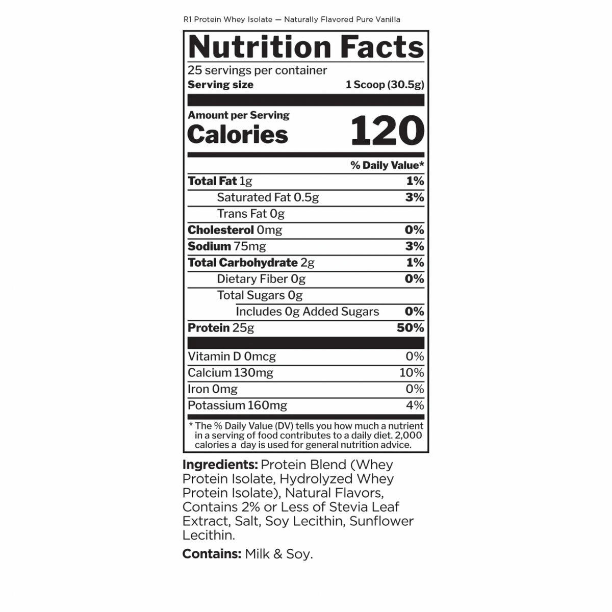 R1 Protein 60 Serve Natural Vanilla