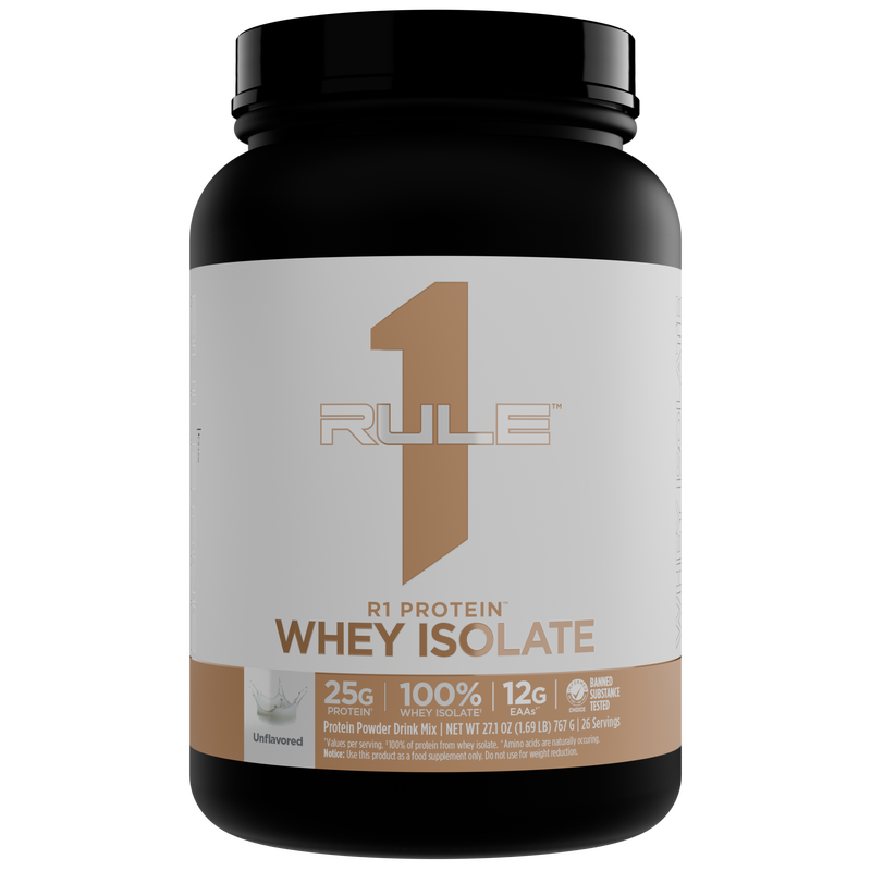 Rule 1 R1 Whey Protein Isolate Naturally Flavoured - 1.5lb (Unflavoured)