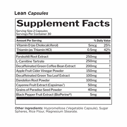 Rule 1 Lean Non-Stim Fat Burner / 60 Capsules (Unflavoured)