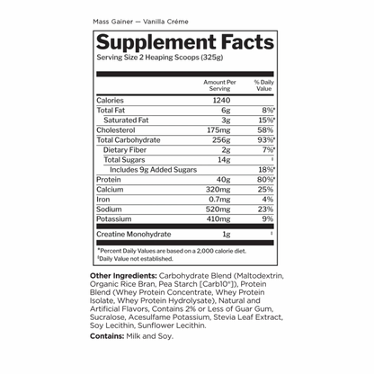 R1 Mass Gainer 12LB Vanilla Creme