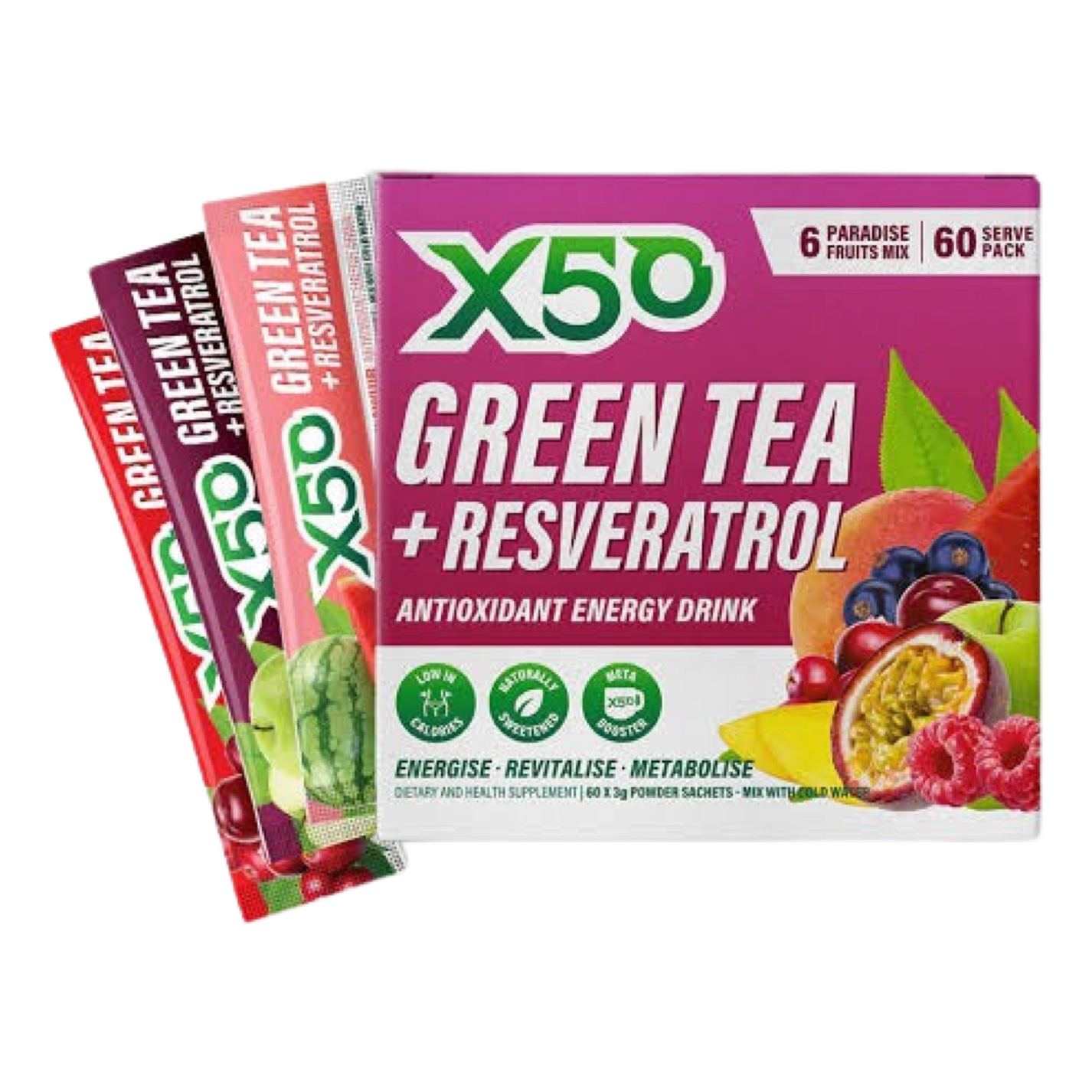 X50 Green Tea 60 Serve Paradise Fruits FitFam Aotearoa