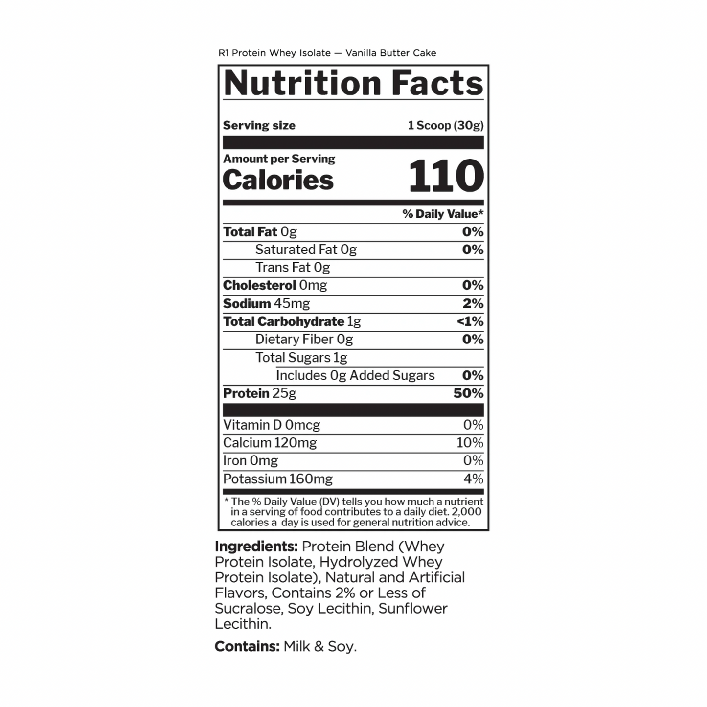R1 Protein Isolate 2LB Vanilla Batter Cake