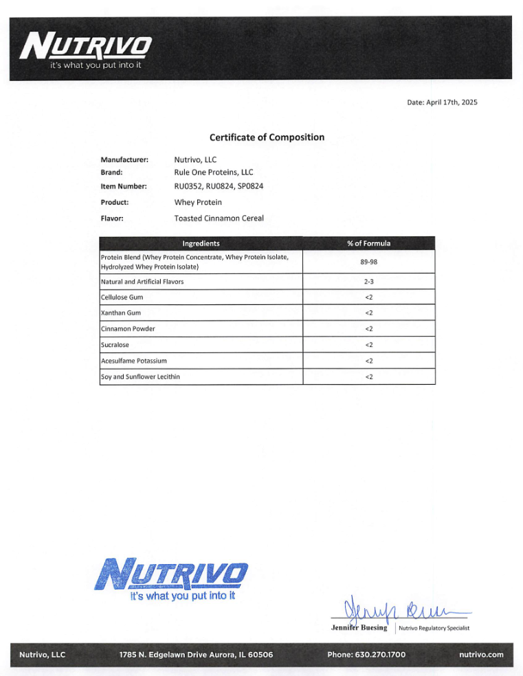R1 Whey 2LB Cinnamon Toast Cereal