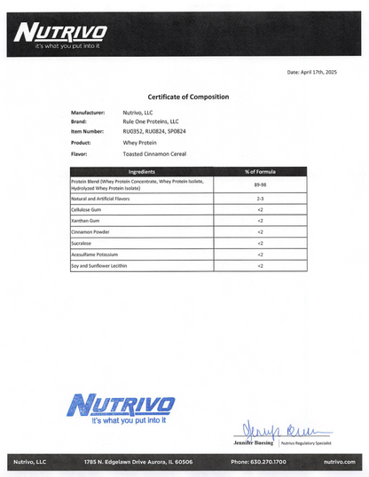 R1 Whey 2LB Cinnamon Toast Cereal