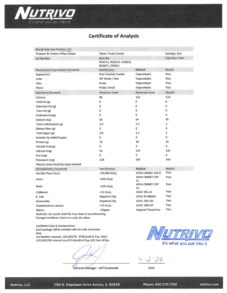 R1 Protein Isolate 2LB Fruity Cereal