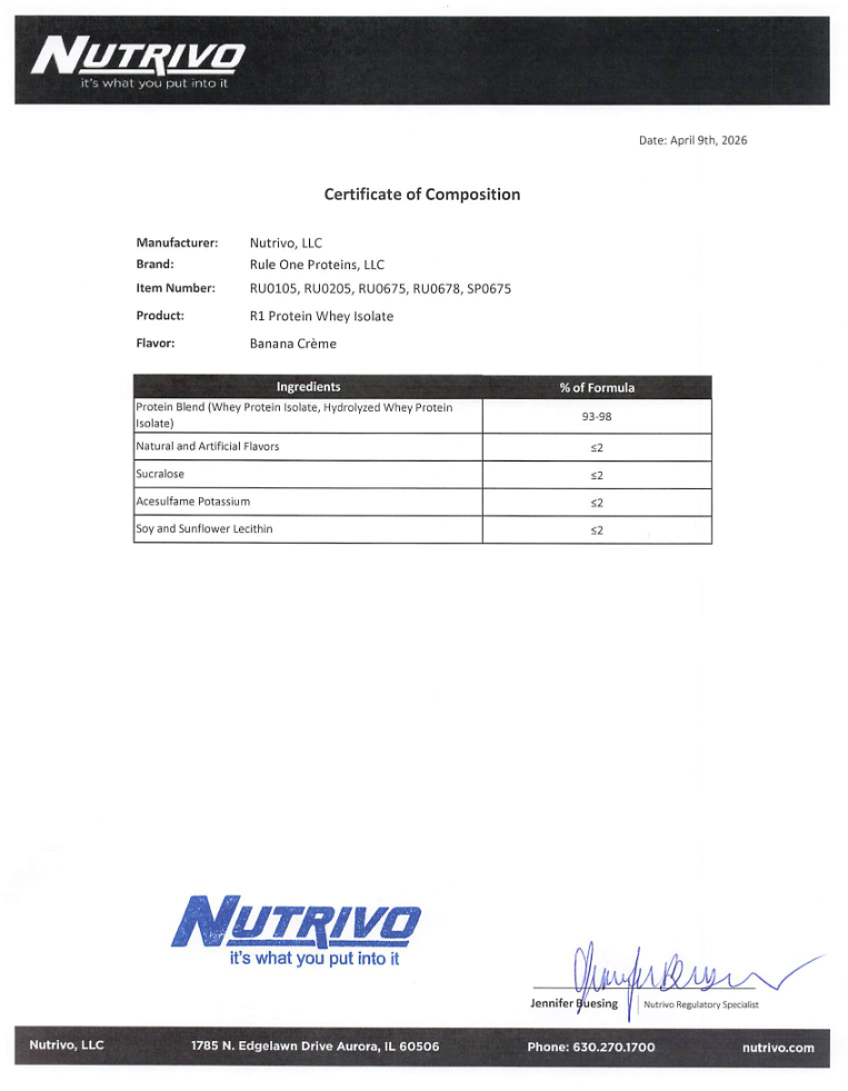 R1 Protein 5LB Banana Creme